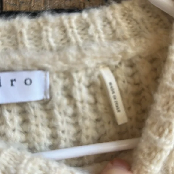 Sandro Paris Cream Ribbed wool alpaca blend sweater Small? - Picture 4 of 6